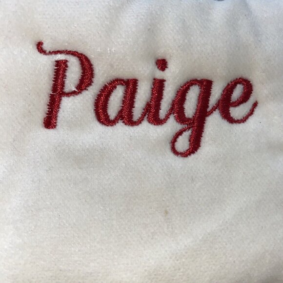 Pottery Barn Paige Velvet Stocking Christmas Monogram Holiday Xmas Red Cream 14” - Picture 2 of 9